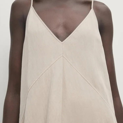 Massimo Dutti maxi dress 100% linen like new, size XS/S, beige