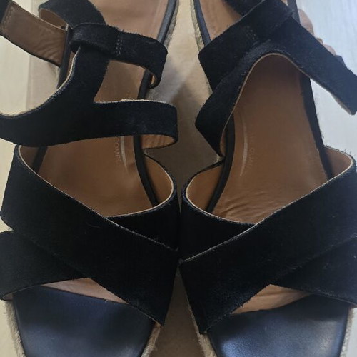 Geox leather sandals used, size 39, 8cm platform, black