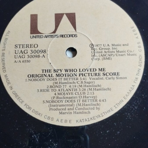 Marvin Hamlisch The Spy Who Loved Me OST LP album used, pop