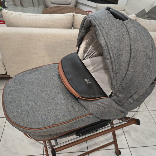 Bexa Ideal New Baby Bassinet with Rolling Base and 100% Latex Mattress, Foxy Grey In9
