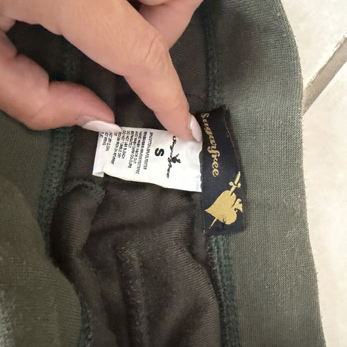 SugarFree women's velour pants, green, size S