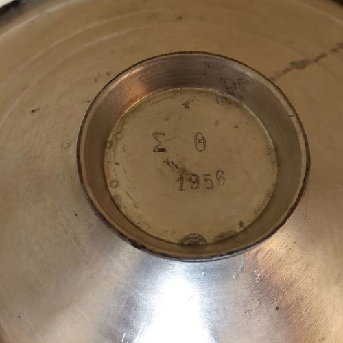 Antique copper pot used, engraved year 1956, collectible