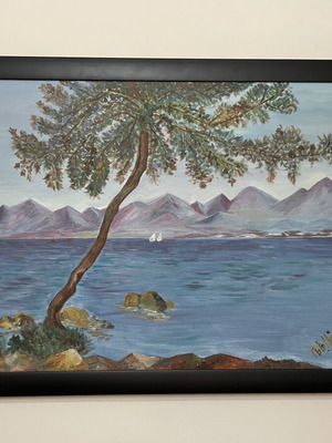 Ζωγραφικός πίνακας εμπνευσμένος από Claude Monet, σαν καινούργιο, με πλαίσιο και υπογραφή