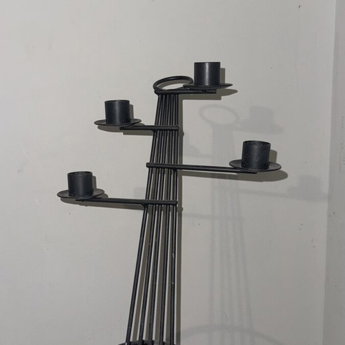 Metal Violin-Shaped Candle Holder used, 4 candles, vintage decor