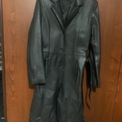 Leather trench coat like new, black, size S