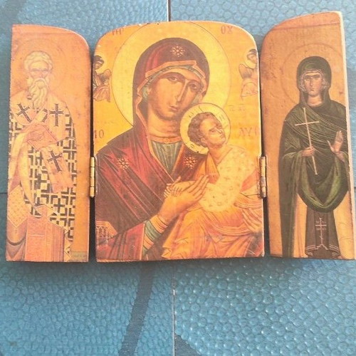Virgin Mary icon used, dimensions 10x7 cm