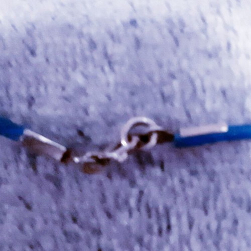 Aimi necklace, handmade silver 925 with blue leather cord