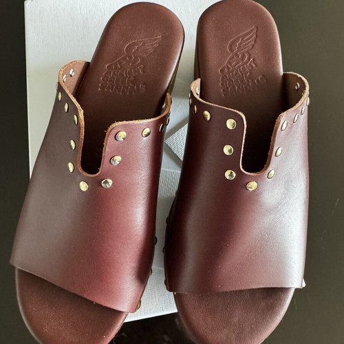 Ancient Greek Sandals leather clogs, brown, size 38