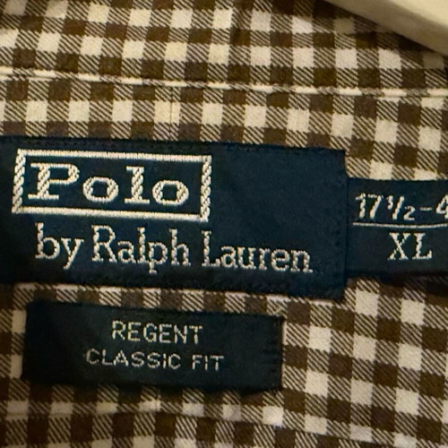 Ralph Lauren Checked Brown/White Shirt XXL Like New