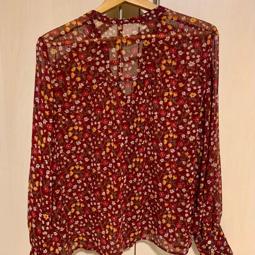Stradivarius romantic shirt like new, burgundy with white buttons