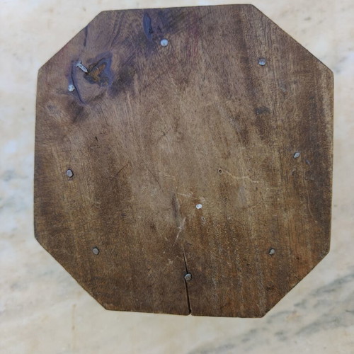 Wooden hexagonal box with handpainted vintage design