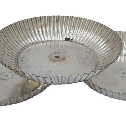 Vintage aluminum round baking pans set of 3 used, 21 cm