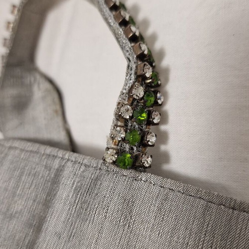 Zara silk and stone handbag used, silver multicolor