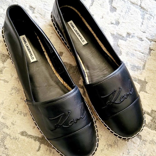 Karl Lagerfeld leather black espadrilles size 40 new