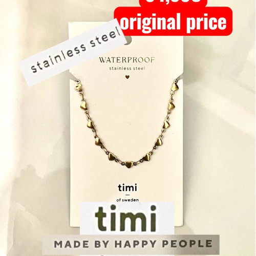Heart chain necklace stainless steel Timi of Sweden handmade new gold