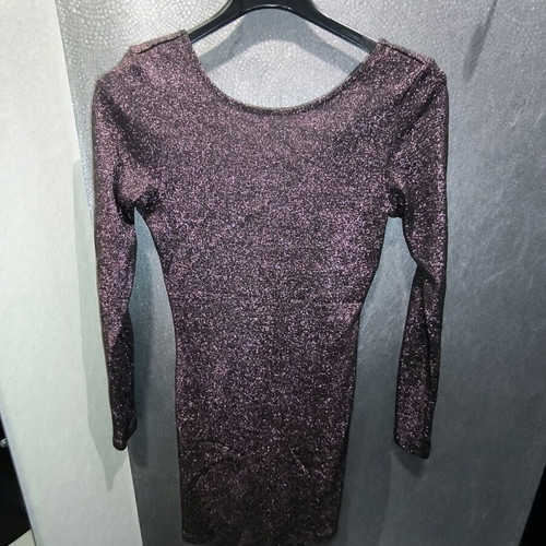 Mini bodycon dress metallic purple Shein new with glitter and open back