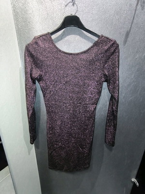 Mini bodycon dress metallic purple Shein new with glitter and open back