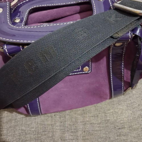KEM Suede Shoulder Bag like new, rare purple statement piece