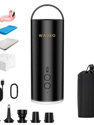 WADEO portable electric pump 4000 mAh with LED and 5 nozzles