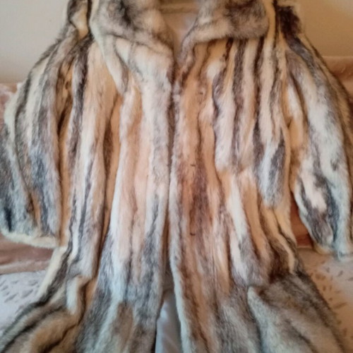 Vintage natural fur like new, gray and beige