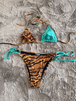 SunsetGo bikini medium, like new, brown and turquoise