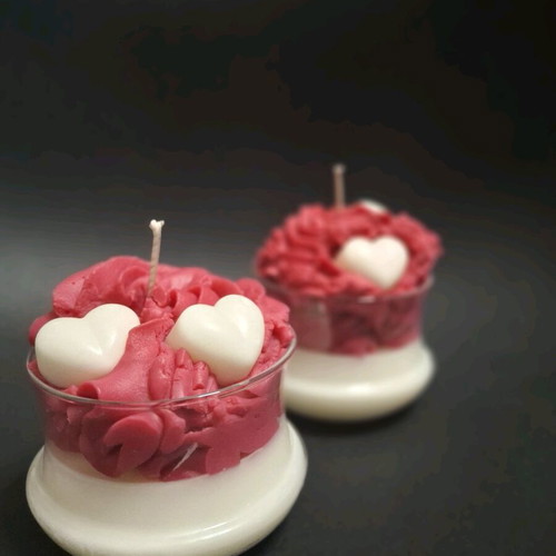 Candle in glass with decorated hearts and lips new