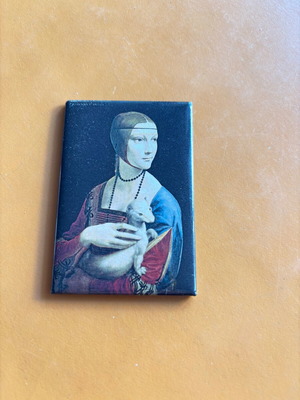 Leonardo Da Vinci collectible magnet used, Lady with anemone