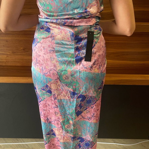 Iraida satin set new, one size top and small skirt