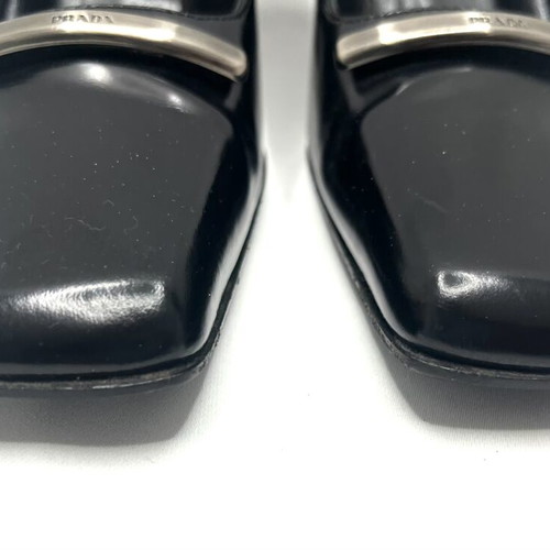 Prada mid heel leather pumps, black, size 37