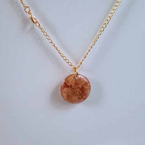 Shiny handmade necklace new, brown and gold tones