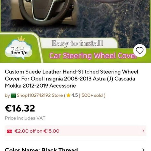 Steering wheel cover Opel Insignia, Astra J, Mokka new