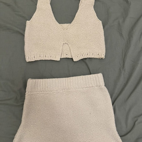 Zara knit set beige, like new, skirt with top