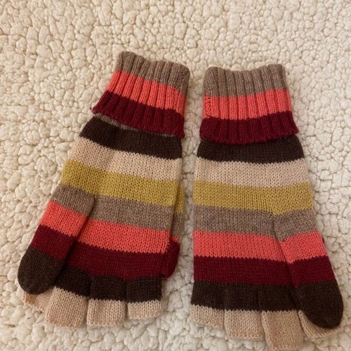 Colorful gloves like new, fingerless with fold-over cover