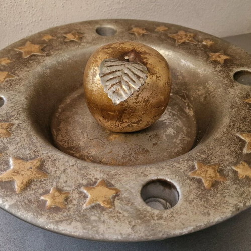 Decorative bowl candlestick with fruits like new, silver and gold