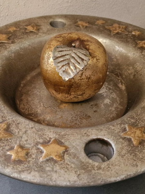 Decorative bowl candlestick with fruits like new, silver and gold