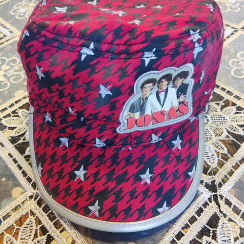 Jonas Brothers Disney Military Style Hat New, Size 54, Red and Black