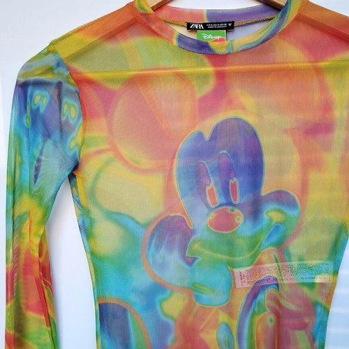 Zara x Disney Trippy Liquid Mesh Bodysuit Size S like new