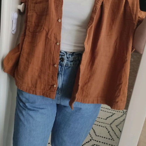 Old Navy women's oversized cotton shirt like new, brown orange, size XL