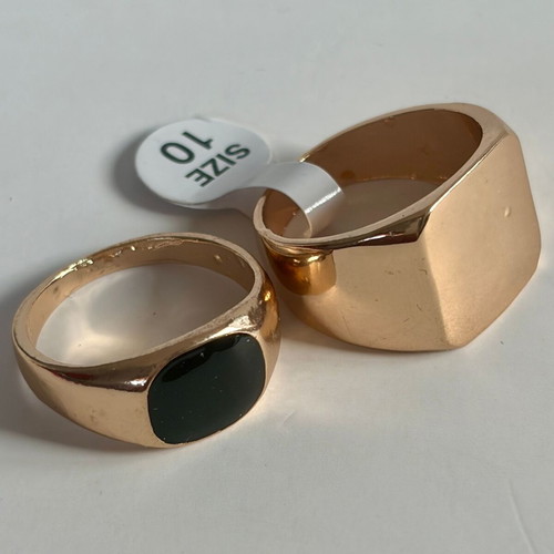 Gold Tone Signet Rings Set size 10 with cosmetic defects