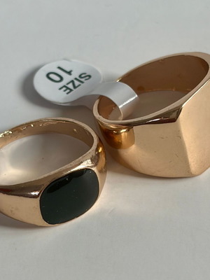 Gold Tone Signet Rings Set size 10 with cosmetic defects