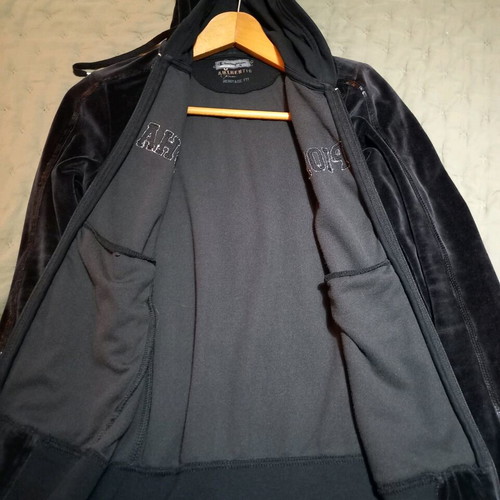 Champion jacket velour black size M/S like new, cotton