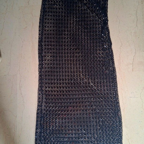 Mango maxi skirt black mesh fabric with decorative stones new