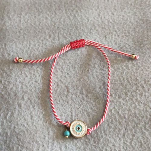 Martaki Mataki new, cotton bracelet with metal eye motif