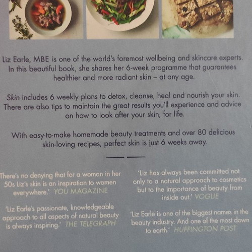 Skin book used by Liz Earle with skin care plan and recipes