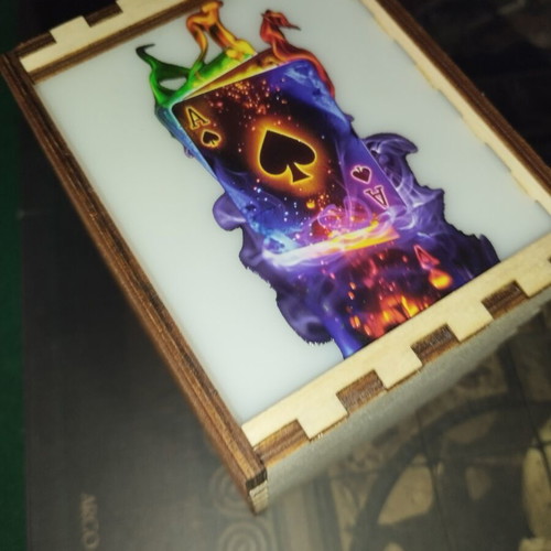 Custom wooden playing card box with acrylic sliding lid