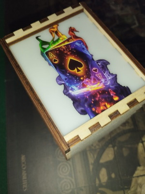 Custom wooden playing card box with acrylic sliding lid