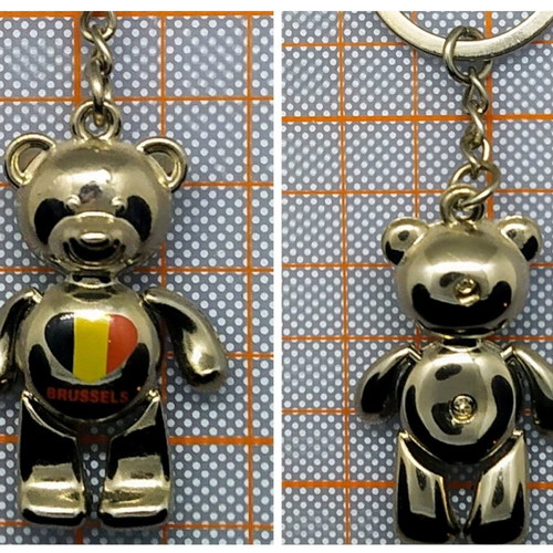 Metal keychain Brussels/Teddy Bear new, silver