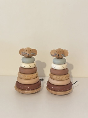 Wooden stacking toys set of 2 Zara Home like new, mouse design