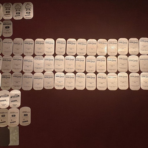 Football tags collection 63 pieces plus 1 Pokemon tag like new