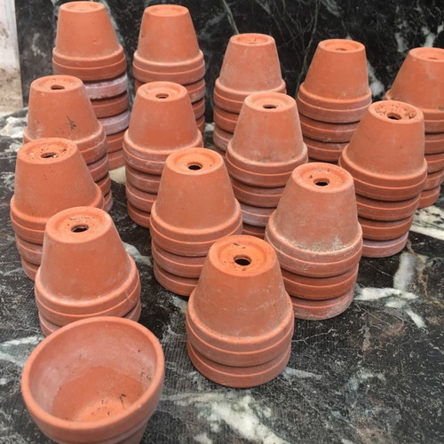 Mini ceramic flower pots set used, 57 pieces